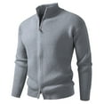 thumbnail image 4 of DHFJKG Men's Zip Up Knitted Jacket Cardigan Sweater Slim Fit Two-Way Zipper Stand Collar Long Sleeve Solid Color Sweater Coat Autumn Winter Comfort Outerwear, 4 of 4