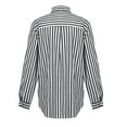 thumbnail image 4 of pbnbp Striped Button Down Shirt Women Work Office Cotton Linen Tops Collared Neck Long Sleeve Dressy Blouses with Chest Pockets on Clearance, 4 of 4