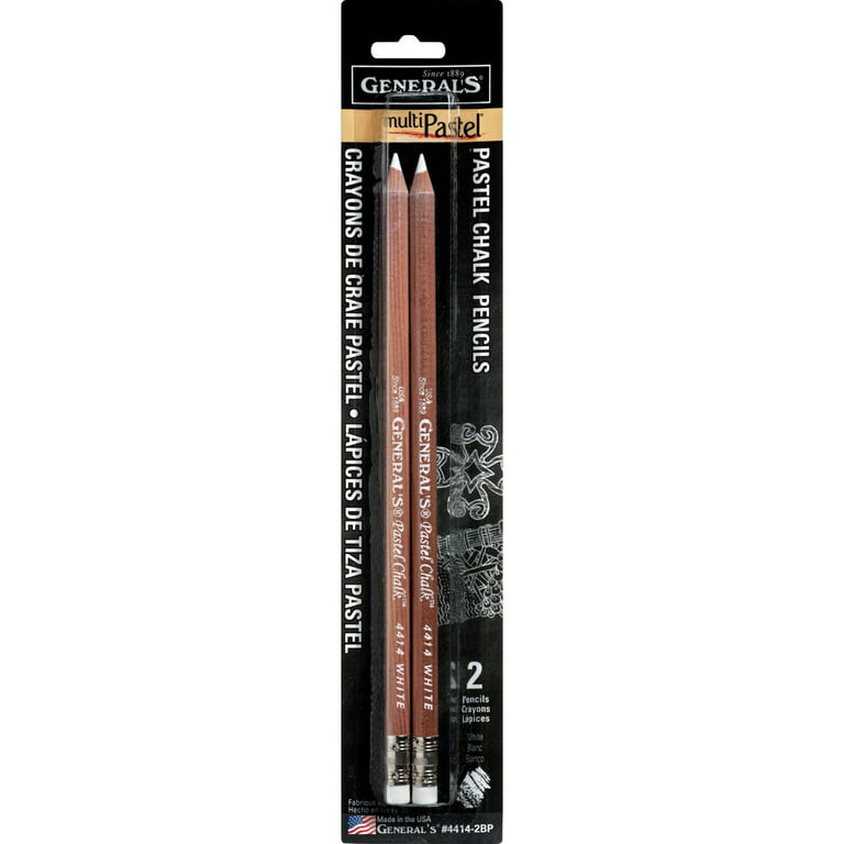  General Pencil 2 Piece Multi-Pastel Chalk Pencils, White