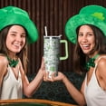 thumbnail image 6 of 40oz St Patricks Day Tumbler with Handle and Straw, Irish Shamrocks Green Stainless Steel Vacuum Insulated Cup, Travel Mug Water Bottle, Gifts for Women Men, 6 of 6