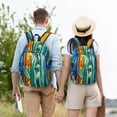 thumbnail image 5 of Naloa Bright Paper Cactus Scene Canvas Backpack for Men Women Rucksack Casual Travel Daypack College Tote Satchel Bookbag for Teens-Medium, 5 of 7
