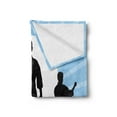 thumbnail image 2 of Kung Fu Soft Flannel Fleece Throw Blanket, Karate Men Silhouettes on Sun Rays Mountains, Cozy Plush for Indoor and Outdoor Use, 50" x 60", Sky Blue Grey, by Ambesonne, 2 of 5