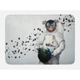 thumbnail image 1 of Space Cat Bath Mat, Astronaut Kitten in Space Suit Holding World with Galaxy Clusters Image, Non-Slip Plush Mat Bathroom Kitchen Laundry Room Decor, 29.5 X 17.5 Inches, White Black and Blue, Ambesonne, 1 of 2
