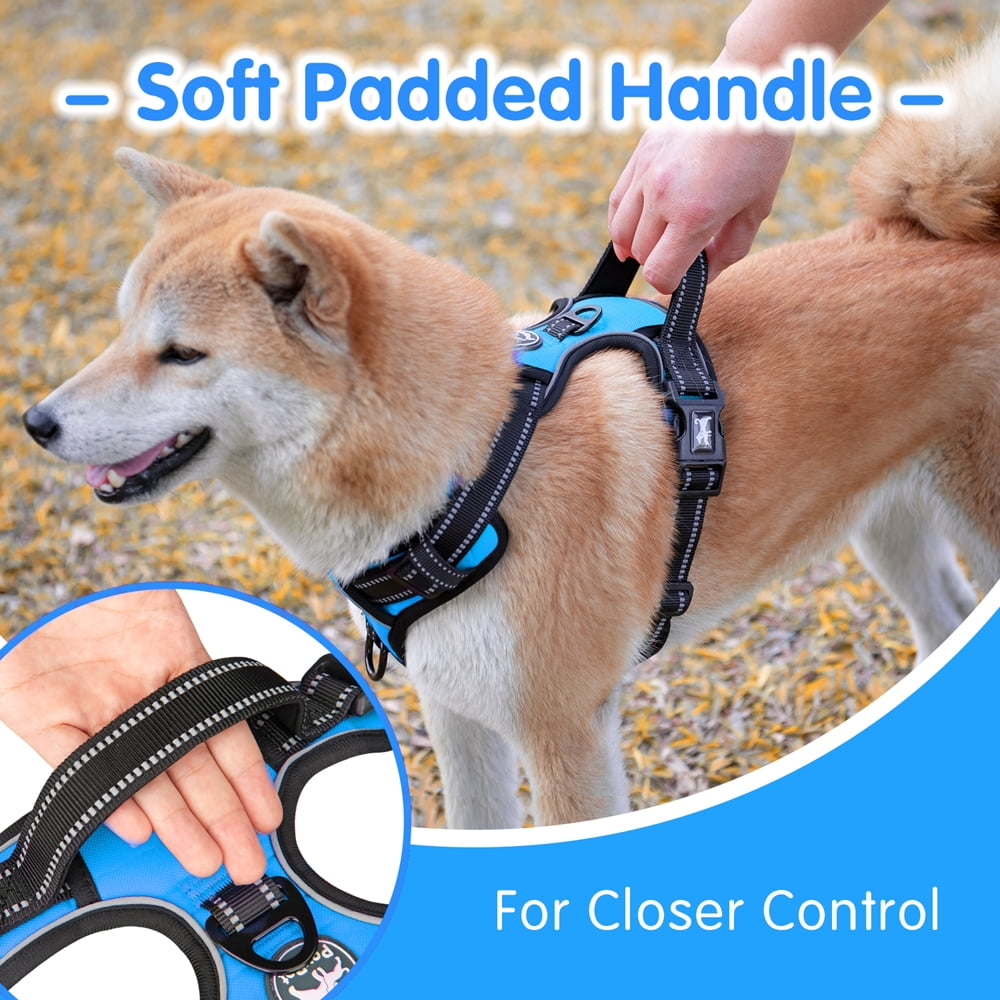 PoyPet Dog Harness and Leash Combo, Escape Proof No Pull Vest Harness, Reflective Adjustable Soft Padded Pet Harness with Handle for Small to Large Dogs