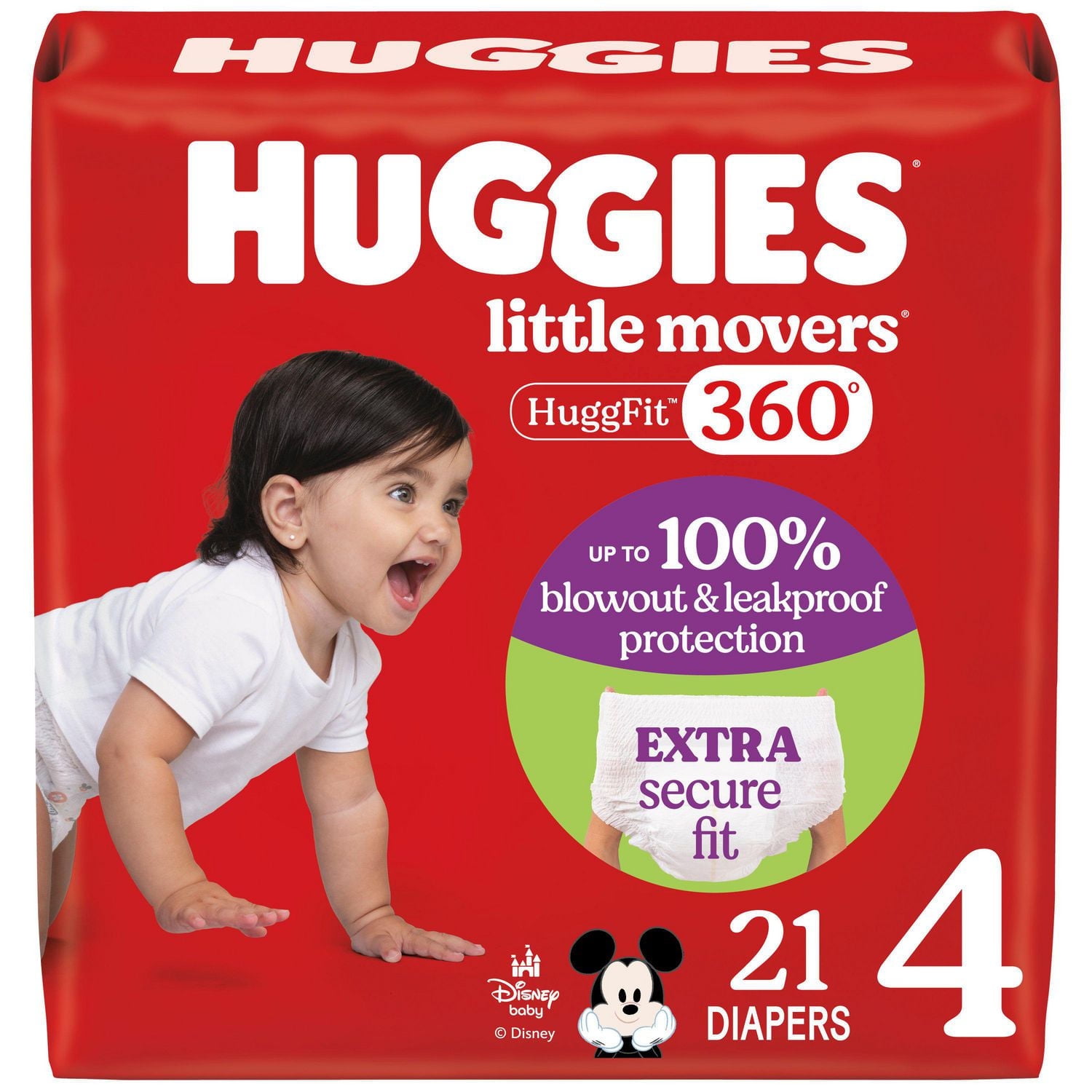 Huggies Little Movers HuggFit 360° Baby Diapers with 360° Waistband, Size 3 (16-28 lbs), 26 Count
