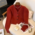 thumbnail image 3 of Suéter elegante con temperamento y botones de lazo dulce de estilo nuevo retro coreano para primavera y otoño, abrigo superior para mujer, 3 of 5