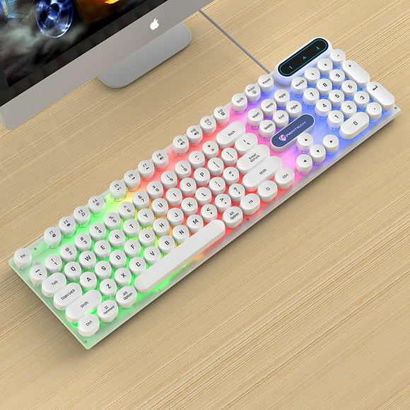 Mechanical Gaming Keyboard Full Size, LED Rainbow Backlit Ultra-Slim Wired Keyboard with Blue Switches104 Keys, Full-Key Rollover, Ergonomic Water-Resistant Computer PC Keyboard for Windows Mac