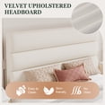 thumbnail image 3 of Amolife Full Bed Frame, Platform Bed Frame with Velvet Upholstered Slat Headboard, Cream, 3 of 8