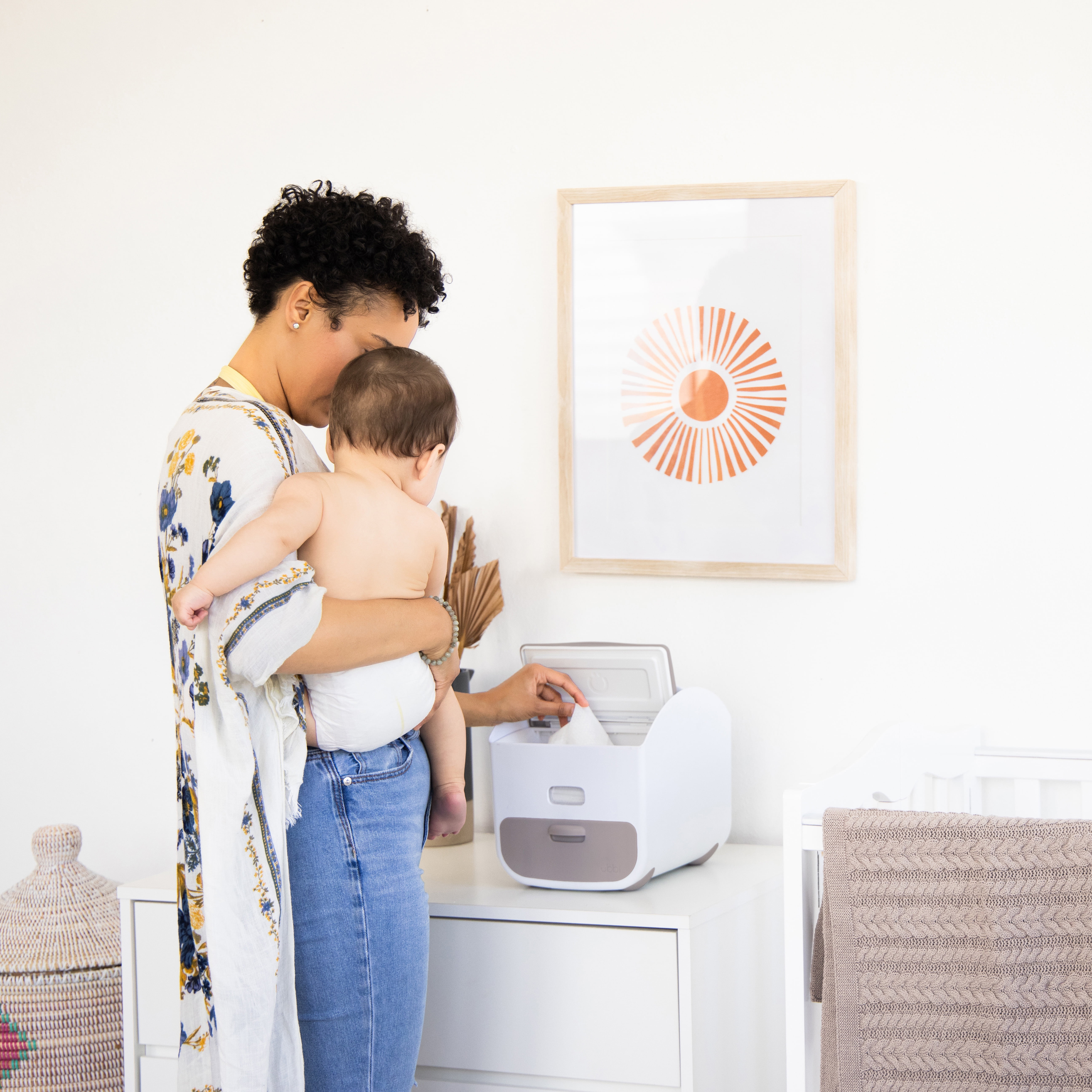 Ubbi Portable Diaper Caddy and Changing Mat for Baby, Storage, Caddy Organizer, Taupe
