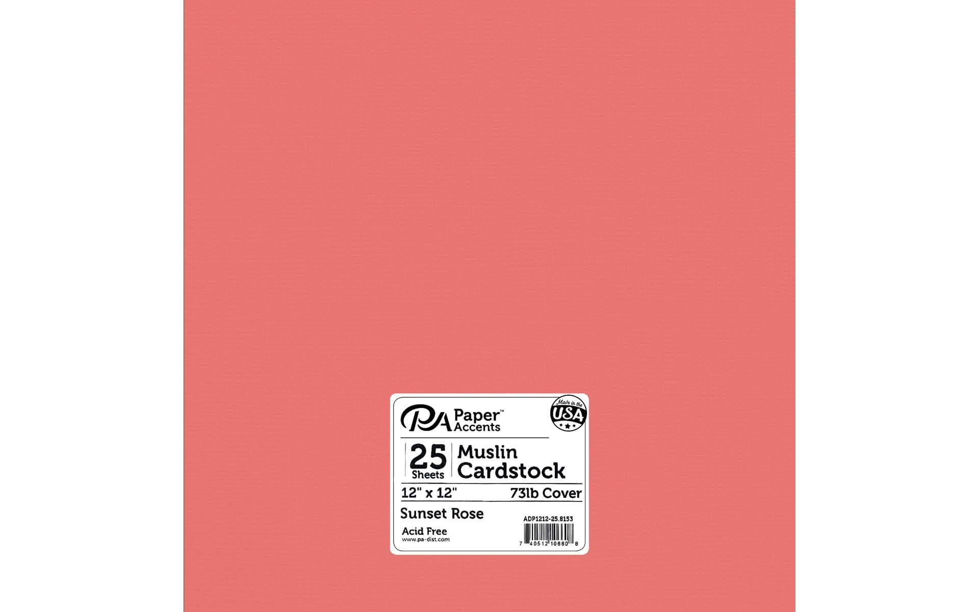 Cdstk Textured 12x12 73lb 25pc Pk Sunset Rose