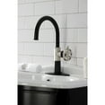 thumbnail image 3 of Kingston Brass KSD2236RX Belknap One-Handle Single-Hole Bathroom Faucet with Deck Plate and Push Pop-Up Drain, Matte Black/Polished Nickel, 3 of 7