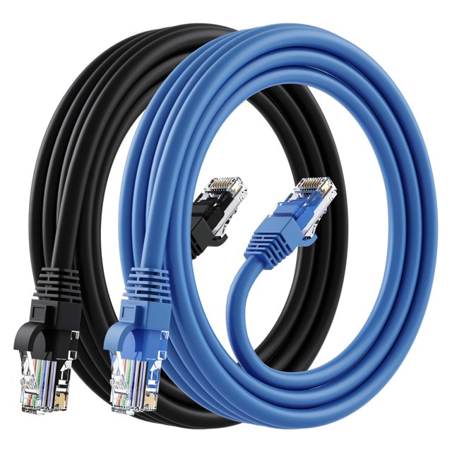Cable Ethernet GEARit Cat 6 CCA de 1,8 m, paquete de 2, negro y azul