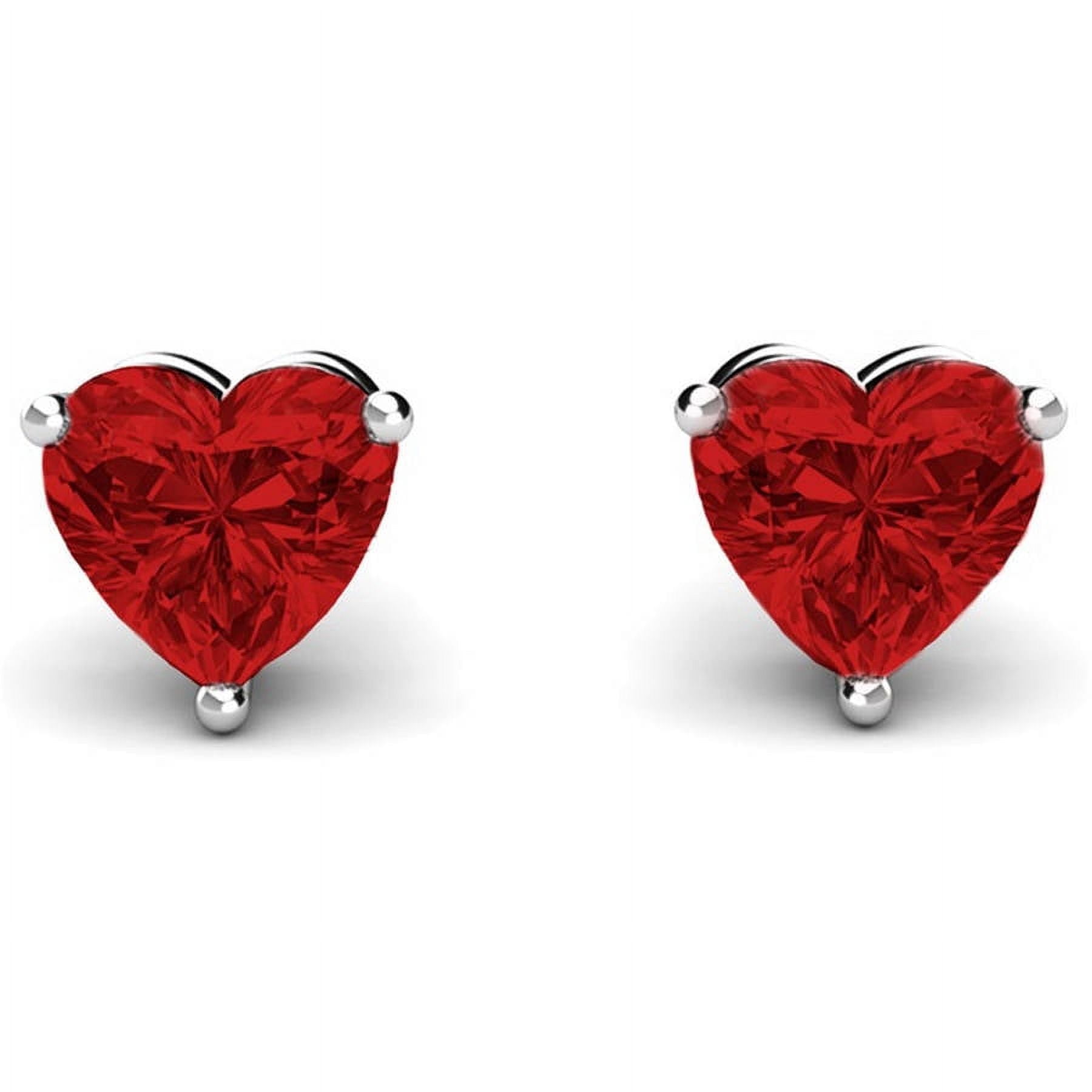 A&M 925 Sterling Silver 6mm Heart Birthstone Stud Earrings, Push Back, Adult Unisex