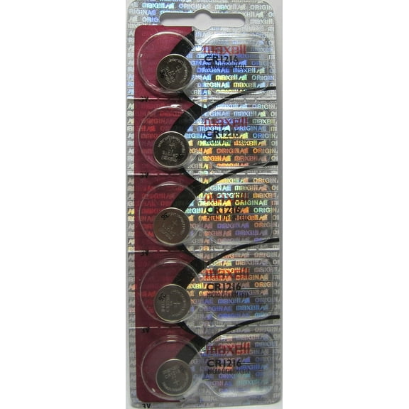 Maxell Batteries CR1216 (ECR1216, DL1216) Lithium Coin Battery, On Tear Strip (Pack of 5)