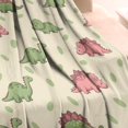 thumbnail image 3 of Green and Pink Dinosaur Pattern Blanket,Comfortable Soft Flannel Throw Blanket,All Season,Warm Lightweight Blankets for Sofa Bed Couch Living Room Chair,30"x40", 3 of 4