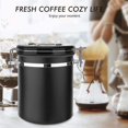 thumbnail image 3 of Contenedor de granos de café de acero inoxidable de 1,5 l, caja de almacenamiento para café, té, cacao, cereales, Pasta, avena, bonificación (negro) Hy, 3 of 5