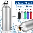 thumbnail image 2 of Botellas de agua Potchen de aluminio, paquete de 18 unidades, 750 ml, a prueba de fugas, 2 of 7