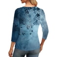 thumbnail image 5 of Pounoo Womens Summer Tops V Neck Retro Floral Print 3/4 Sleeve Tops for Women Casual Loose Tee Shirts Beach Vacation Outfits Gift, 5 of 6