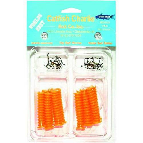 Catfish Charlie Dip Bait Rigged Worms, 12pk
