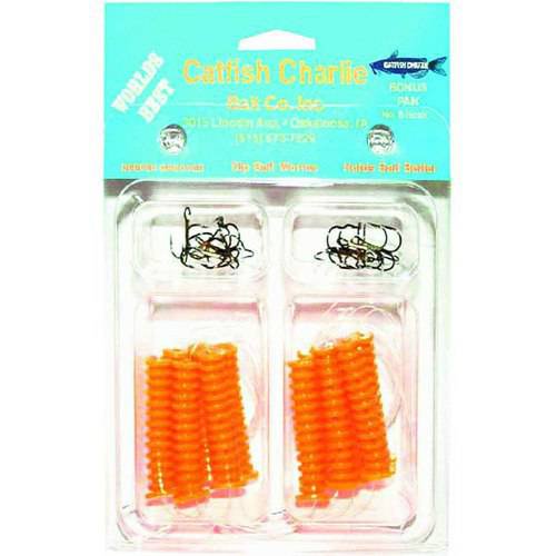 Catfish Charlie Dip Bait Rigged Worms, 12pk