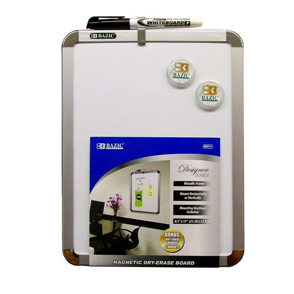 BAZIC 8.5" x 11" Magnetic Dry-Erase Board - Includes Dry Erase Marker & 2 Magnets