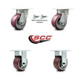 thumbnail image 2 of 4 Inch Kingpinless Poly on Aluminum Wheel Caster Set 2 Swivel Locks 2 Rigid SCC, 2 of 2