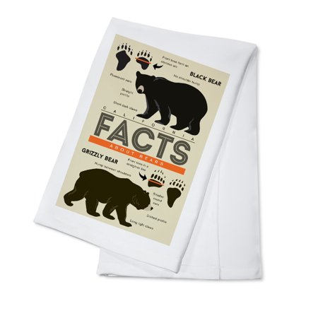 

California Facts About Bears Grizzly and Black Bear (100% Cotton Tea Towel Decorative Hand Towel Kitchen and Home)