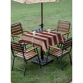 thumbnail image 5 of Square Outdoor Tablecloth with Umbrella Hole Star Striped Flag Outside Table Cloth Waterproof Patio Table Cover Vintage Wood Grain Abstract Red Blue Zipper Tablecloths for Picnic Camping 54x54 Inch, 5 of 8