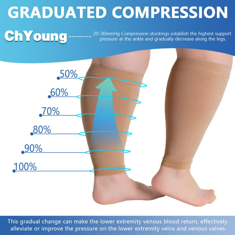 1 Pair) Compression Knee Hi for Men & Women 20-30mmHg Open Toe
