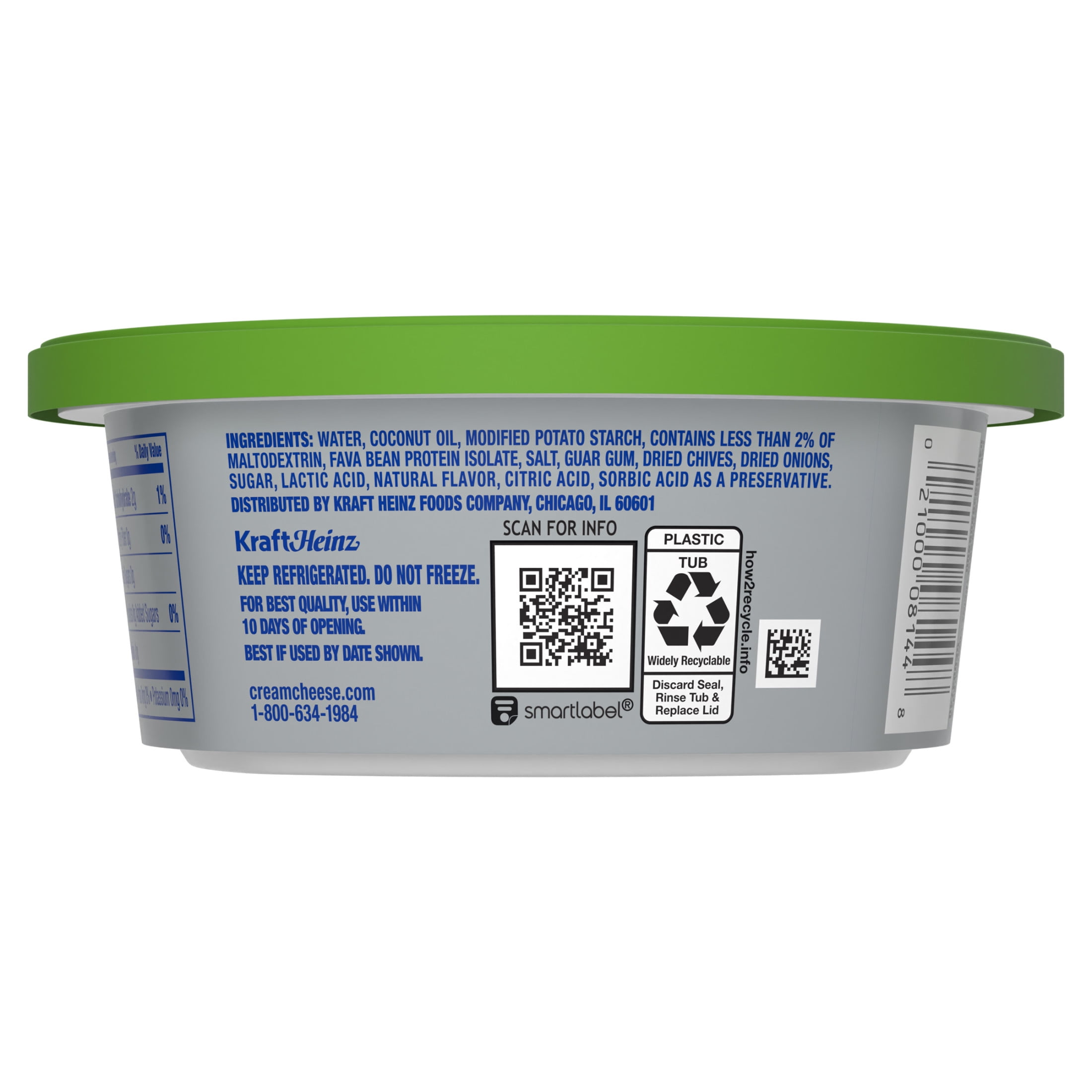 Philadelphia Plant-Based Dairy Free Chive & Onion Cream Cheese Spread, 8 oz Tub