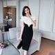 thumbnail image 1 of Short Sleeves Elegant Dresses for Women 2022 Round Neck Hip Wrap Women's Office Dress Sexy Traf Vintage Womens Clothing TrendyolM Gao Jinjia LED, 1 of 2