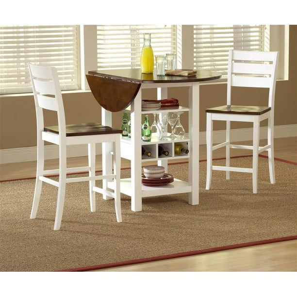 Ridgewood White Round Dining Table with BuiltIn Wine Rack