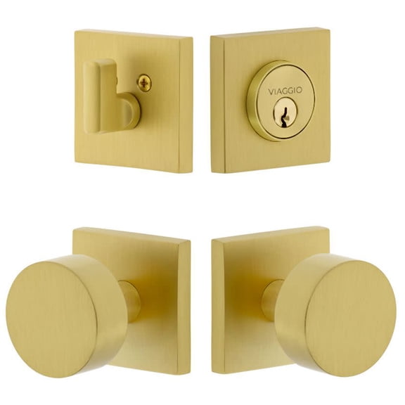 Viaggio Qadclo_Combo_234 Quadrato Solid Brass Single Cylinder Keyed Entry Door Knob Set