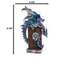 thumbnail image 4 of Spell Caster Metallic Ocean Dragon Perching On Necromancy Skull Books Figurine, 4 of 9