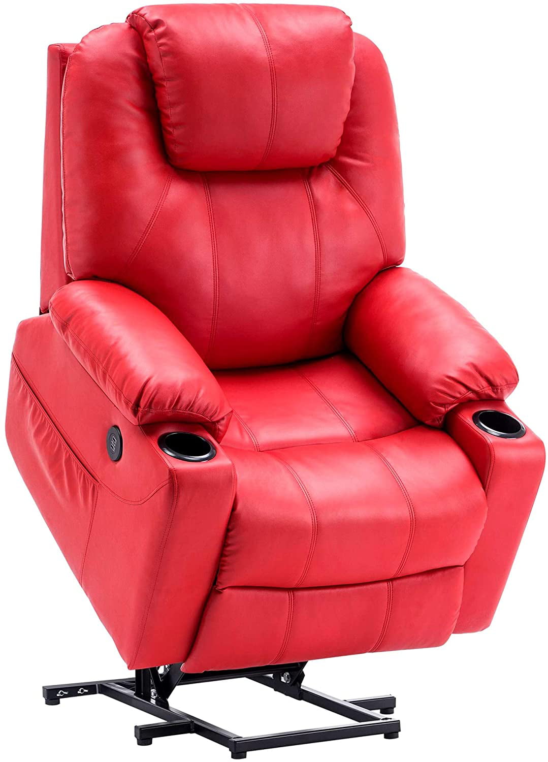 Mcombo Electric Power Lift Recliner Chair Sofa With Massage And Heat For Elderly 3 Positions 2 Side Pockets And Cup Holders Usb Ports Faux Leather 7040 Walmart Com Walmart Com