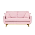 thumbnail image 3 of Cterwk Mid-Century Modern Corduroy Sofa Couch with Wood Legs, 2 Seat Loveseat Sofa for Living Room, Office, Bedroom, Pink, 3 of 9