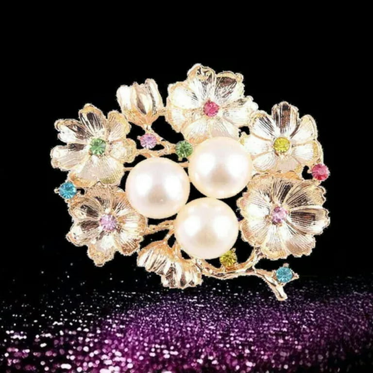 WBQF Hot Selling Fashion Full Pearl Rhinestone Flower Brooch