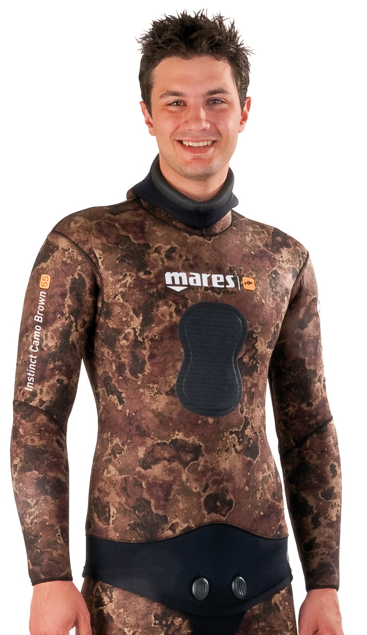 Brown Camo - Freediving Scuba Diving Mares 7mm Instinct Wetsuit Jacket Only 
