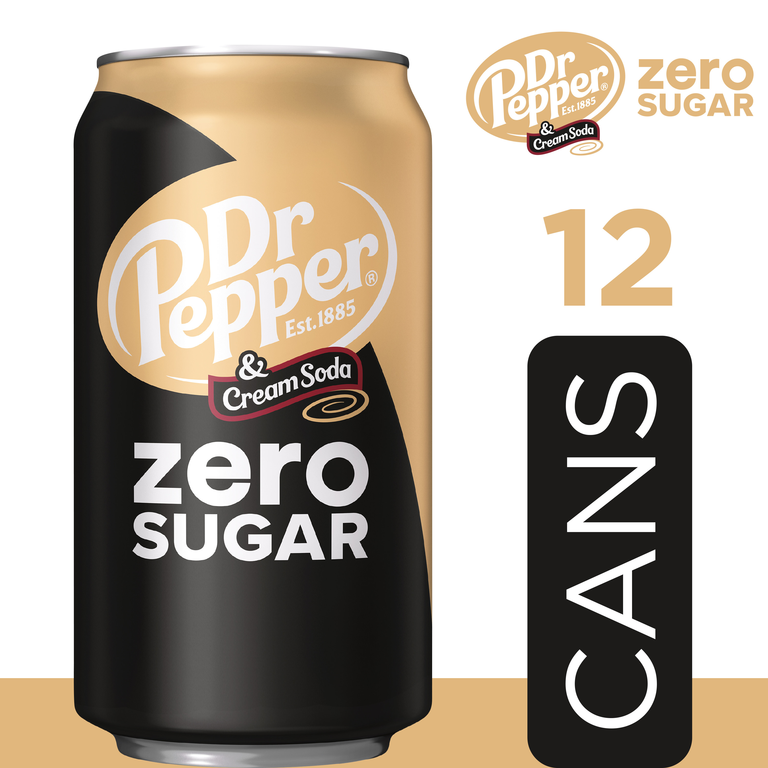 Dr Pepper & Cream Zero Sugar Soda Pop, 12 fl oz, 12 Pack Cans - image 2 of 12