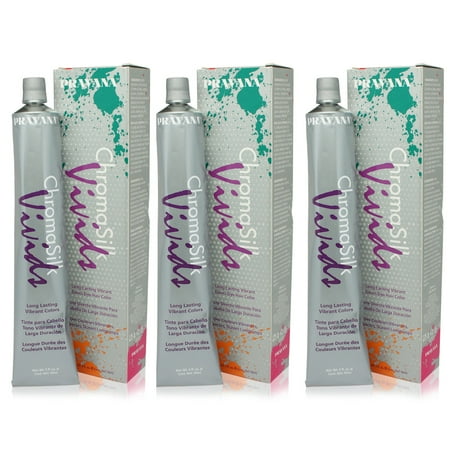 Silk Dyeing PRAVANA ChromaSilk Vivids Creme Hair Color with Silk & Keratin Protein (Yellow)3 fl Oz-3 pack ()