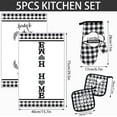 thumbnail image 2 of Buffalo Plaid Kitchen Towels Oven Mitts and Pot Holder Set - 5-Piece Black and White Kitchen Towels Set with Strong Water Absorption - Convenient Hook and Half Piping Tidy -, 2 of 7