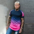 thumbnail image 1 of DPTALR Men's Summer Casual O-Neck Short Sleeve Patchwork Gradient T-shirt Top, 1 of 8