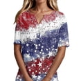thumbnail image 6 of 250th America Anniversary Shirt Women Short Sleeve V Neck Button Down USA Flag Freedom Tops, 6 of 7