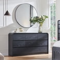 thumbnail image 5 of wow97e Modern 8 Drawers Dresser for Bedroom, 55" Wide Wood Chest of Drawers w/Curved Profile Design, for Bedroom, Living Room, Black, 5 of 7
