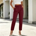 thumbnail image 2 of Women's Soft Fabric Loose Fit Long Pants, Elastic Waist Drawstring with Pockets, Casual Outdoor Walking Lounge Pants, Womens | VerBelle,Wine L, 2 of 9