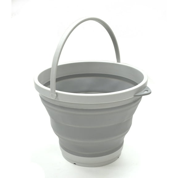 SAMMART Set of 2 - Collapsible Plastic Bucket - Foldable Round Tub - Portable Fishing Water Pail - Space Saving Outdoor Waterpot, size 28cm dia (Grey)