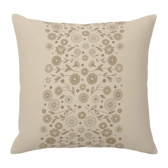 Throw Pillow Covers 18 x 18 Inch, Japanese Cotton Linen Pillows Cases, Beige Farmhouse Retro Floral Leaf Pattern Square Cushion Covers for Couch Sofa Bed