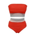 thumbnail image 5 of BOOMNY Womens Bandeau Bikini Sets 2 Peice Swimsuit For Women Graphic Swimwear Strapless High Waist Cozy Soft Bathing Suits, 5 of 5