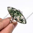 thumbnail image 3 of Natural Large Green Moss Agate Gemstone 925 Sterling Silver Statement Ring Gift Jewelry, 3 of 5