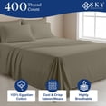 thumbnail image 2 of 100% Egyptian Cotton Queen Sheets - 400 Thread Count Sateen Weave, Cooling, Hotel Luxury Sheets Set with 15" Deep Pockets, Breathable Cotton Sheets for Queen Size Bed 4 Piece - Taupe, 2 of 7